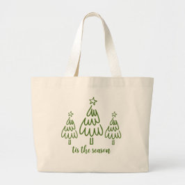 Bolso De Tela Gigante Whimsical Hand Drawn Doodle Green