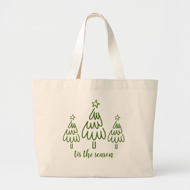 Bolso De Tela Gigante Whimsical Hand Drawn Doodle Green (Frente)