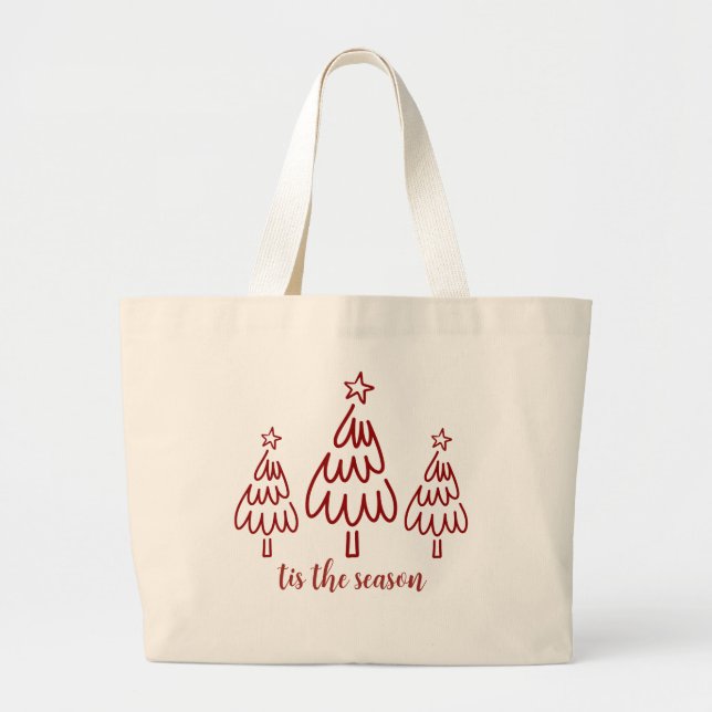 Bolso De Tela Gigante Whimsical Hand Drawn Doodle Red (Frente)