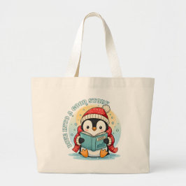 Bolso De Tela Gigante Whimsical Penguin Reader Large Jumbo Tote Bag