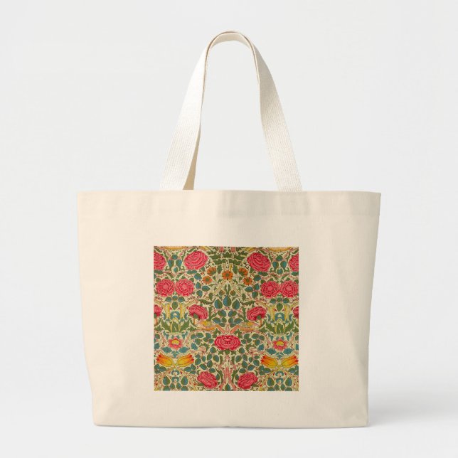 Bolso De Tela Gigante William Morris Rosa Floral Chintz Pink (Frente)