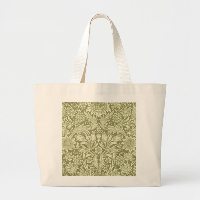 Bolso De Tela Gigante William Morris Sunflower Green Flower (Frente)