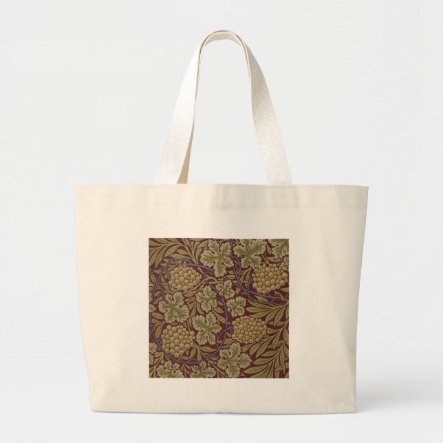 Bolso De Tela Gigante William Morris Vine Grape Red Green Art (Frente)