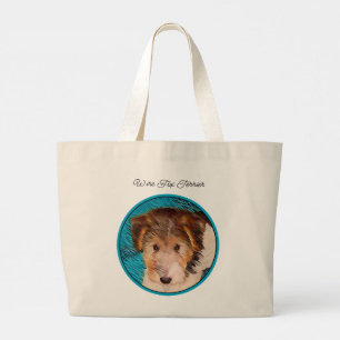 Bolso De Tela Gigante Wire Fox Terrier Puppy Pintura Tricolor Perro Arte