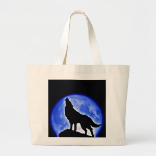 Bolso De Tela Gigante Wolf Howling en la Luna