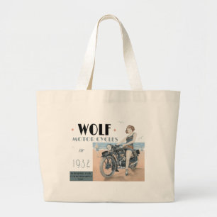 Bolso De Tela Gigante Wolf Motorcycle Poster Vintage Large Tote Bag