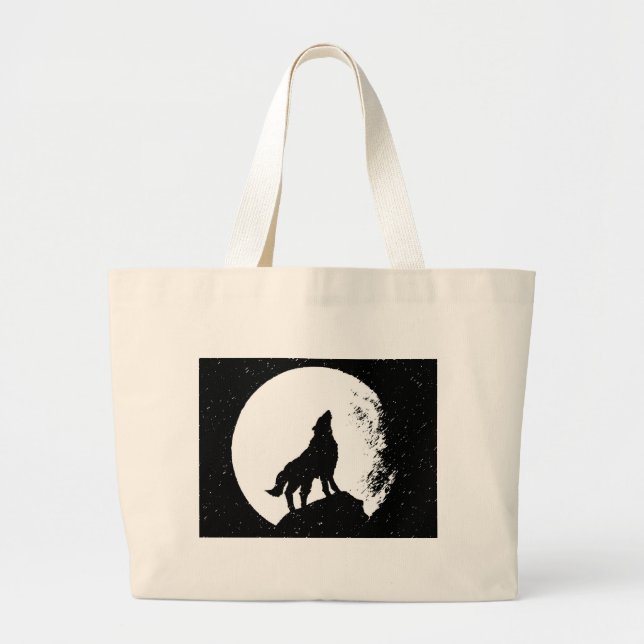 Bolso De Tela Gigante Wolf y Moon Silhoutte (Frente)
