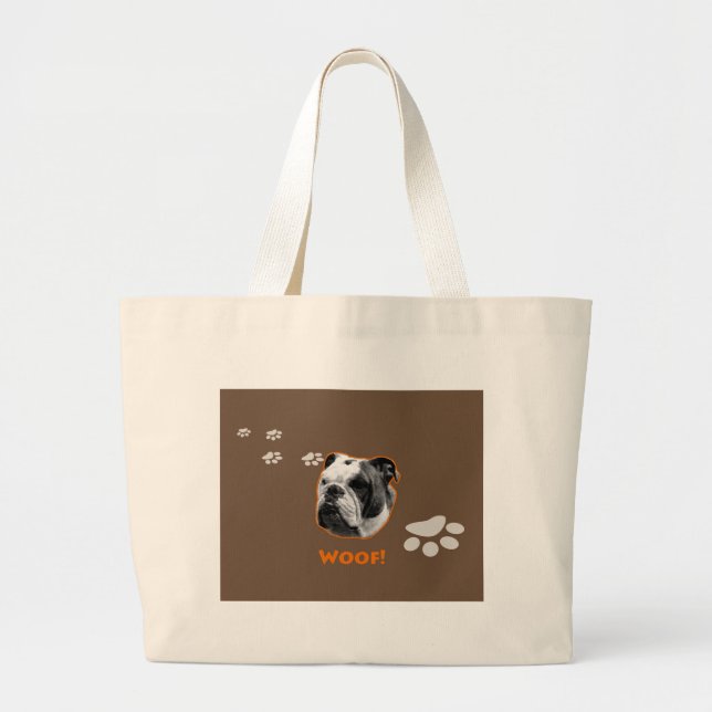 Bolso De Tela Gigante Woof, Bulldog inglés (Frente)