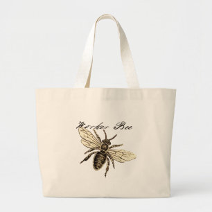 Bolso De Tela Gigante Worker Bee Insect Illustration