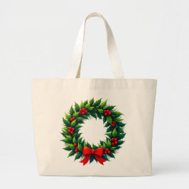 Bolso De Tela Gigante Wreath de Navidades de acuarela