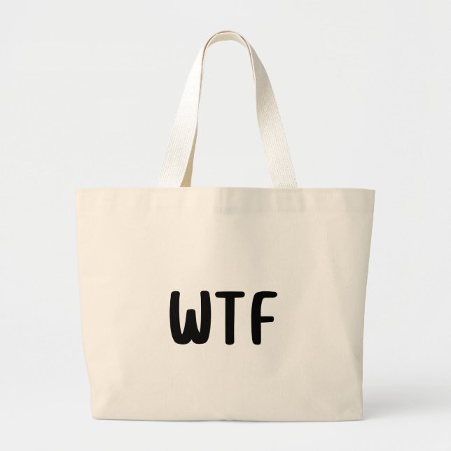 Bolso De Tela Gigante WTF Minimalist Funny Aesthetic Canvas (Frente)