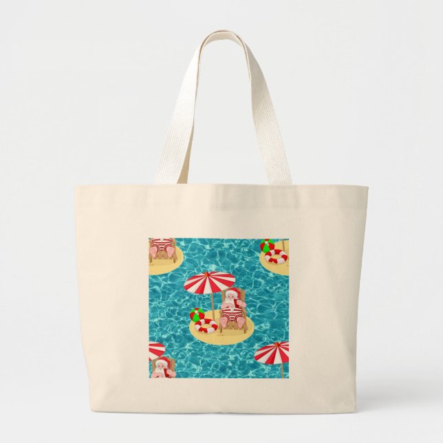 Bolso De Tela Gigante xmas beach santa claus (Frente)