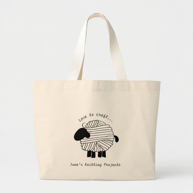 Bolso De Tela Gigante Yarn Sheep Knitting Project Tote Bag (Frente)