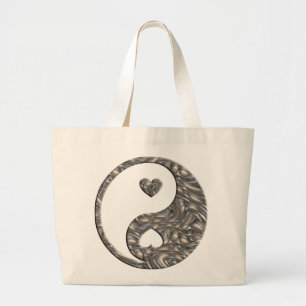 Bolso De Tela Gigante Yin & Yang / Hearts SILVER