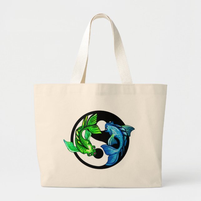Bolso De Tela Gigante Yin-Yang Koi Design (Frente)