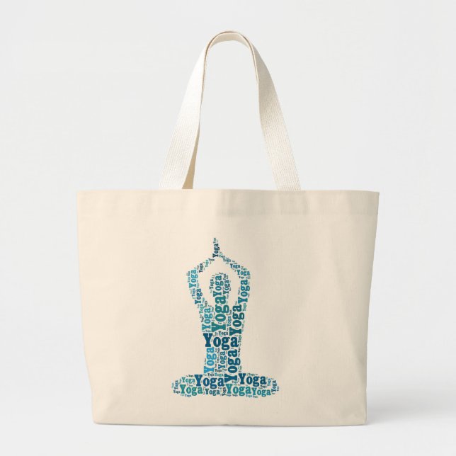 Bolso De Tela Gigante Yoga Lotus Pose Word Cloud Zen (Frente)