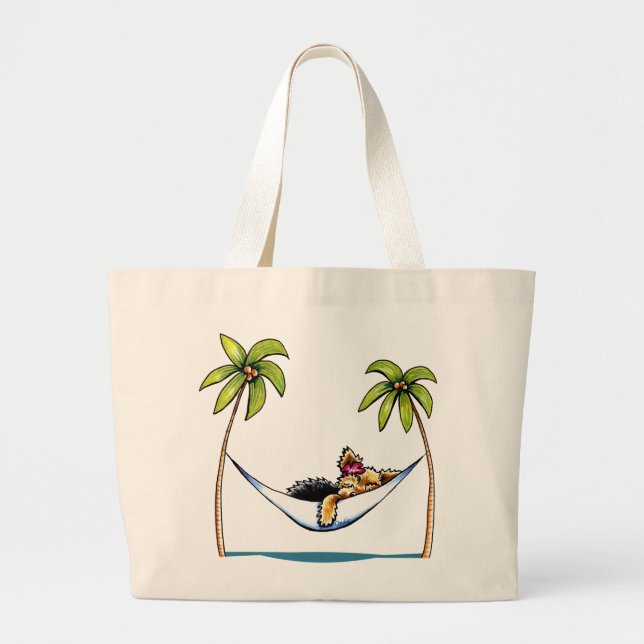 Bolso De Tela Gigante Yorkie Island Princess Off-Leash Art™ (Frente)