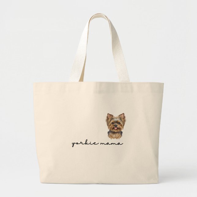 Bolso De Tela Gigante Yorkie Mama Tote Bag (Frente)