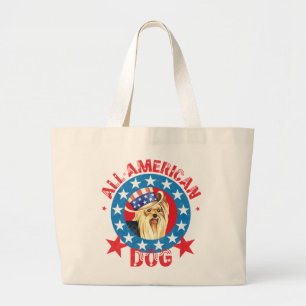 Bolso De Tela Gigante Yorkie Patriótico