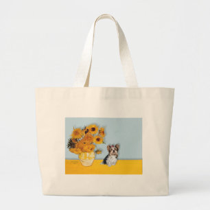 Bolso De Tela Gigante Yorkshire Terrier (Biewer) - Sunflowers