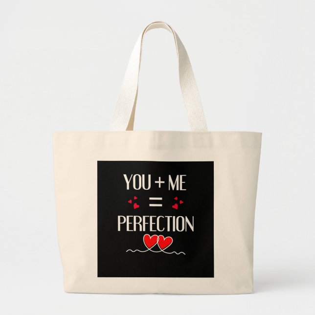 Bolso De Tela Gigante You + Me = Perfección - Diseño de Pareja Cuta (Frente)