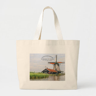 Bolso De Tela Gigante   Zaanse Schans Windmill Watercolor Dutch