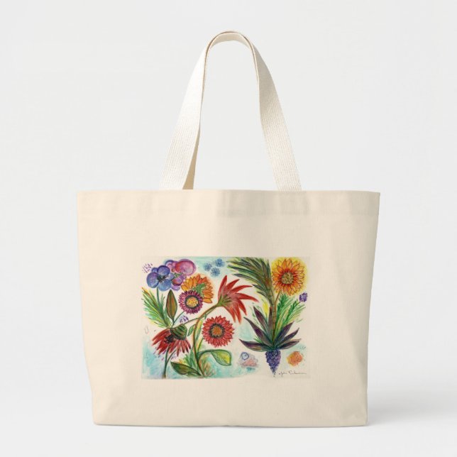 Bolso De Tela Gigante Zinnias abundantes (Frente)