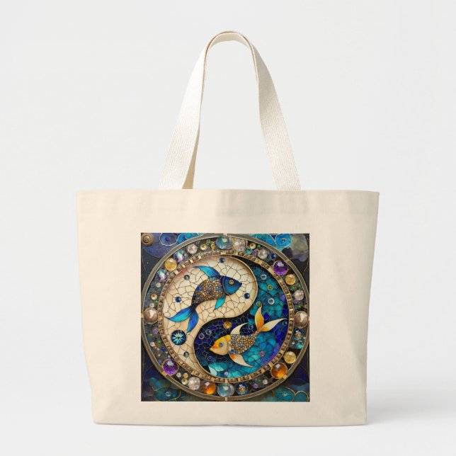 Bolso De Tela Gigante Zodiac - Pisces Fish Yin y Yang (Frente)