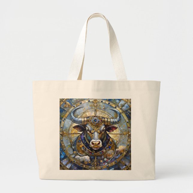 Bolso De Tela Gigante Zodiaco - Taurus El Toro (Frente)
