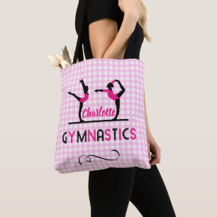Bolso De Tela Gimnasia Gimnasia Figuras De Gimnasia Cuidada Rosa