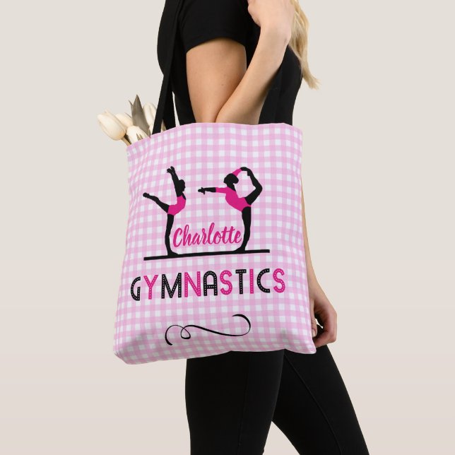 Bolso De Tela Gimnasia Gimnasia Figuras De Gimnasia Cuidada Rosa (Detalle)