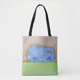 Bolso De Tela Ginger Cat en un Tote acuarela de árbol