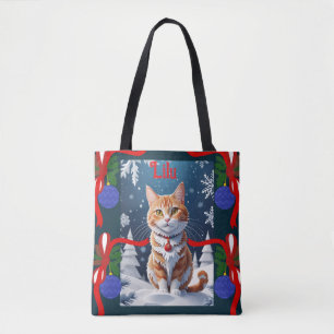 Bolso De Tela Ginger Winter Personalizado Gato de Navidades Lilu