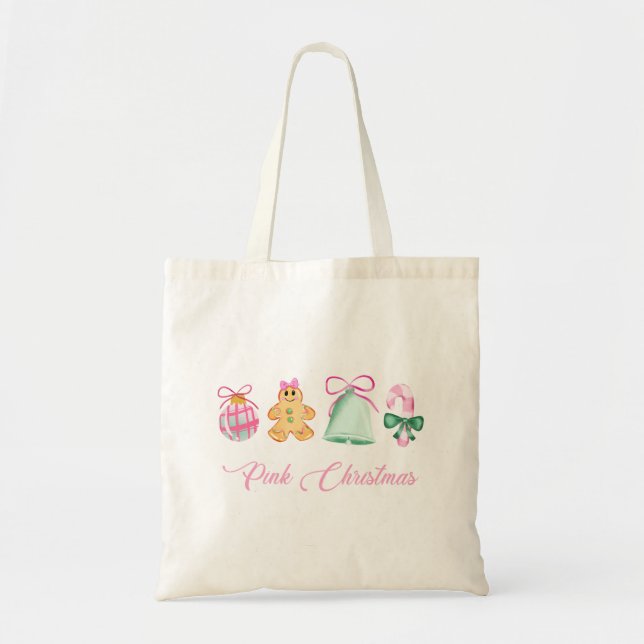 Bolso De Tela Gingerbread, Candy Cane & Pastel Ornaments (Frente)