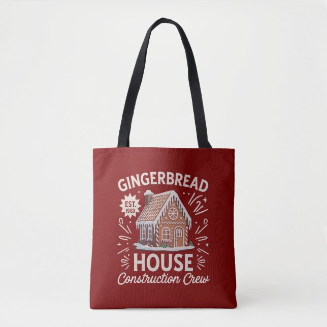Bolso De Tela Gingerbread House Construction Crew Funny Xmas (Anverso)