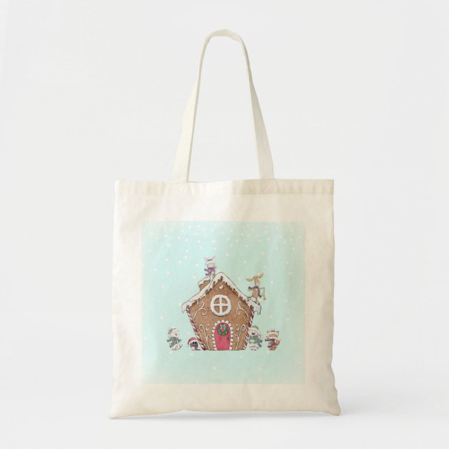 Bolso De Tela Gingerbread House Personalizado de Animales para P (Frente)