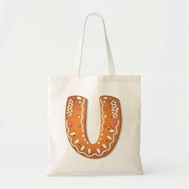 Bolso De Tela Gingerbread Letter U Monogram Holiday Cookie (Frente)