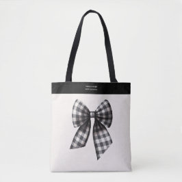 Bolso De Tela Gingham Bow negro y blanco de moda