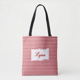 Bolso De Tela Gingham Clásico Rojo y Blanco | Nombre Personaliza