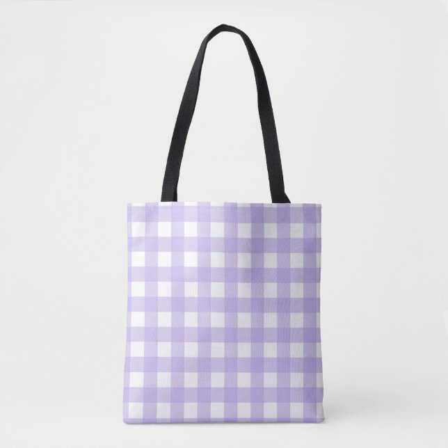 Bolso De Tela Gingham Lila (Anverso)
