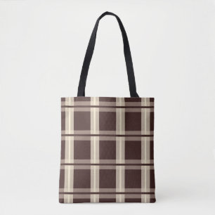 Bolso De Tela Gingham   Marrón y beige