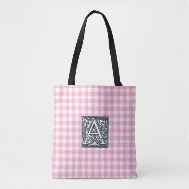 Bolso De Tela gingham rosa (Anverso)