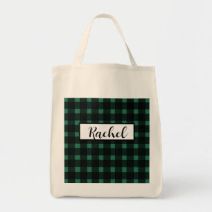 Bolso De Tela Gingham verde negro personalizada