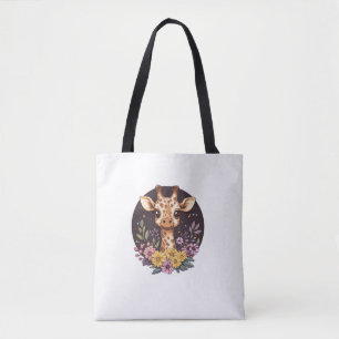 Bolso De Tela Girafa Adorable Rodeada De Flores