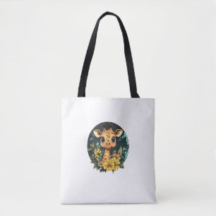 Bolso De Tela Girafa Adorable Rodeada De Flores _4