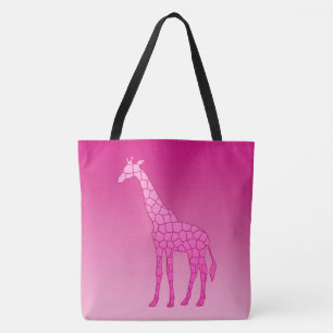 Bolso De Tela Girafa geométrica moderna, fucsia y rosa claro