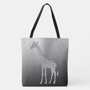Bolso De Tela Girafa geométrica moderna, gris plateado / gris