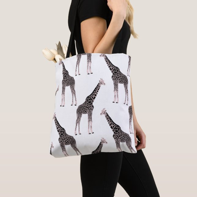 Bolso De Tela Girafa rosa blanco y negro (Detalle)