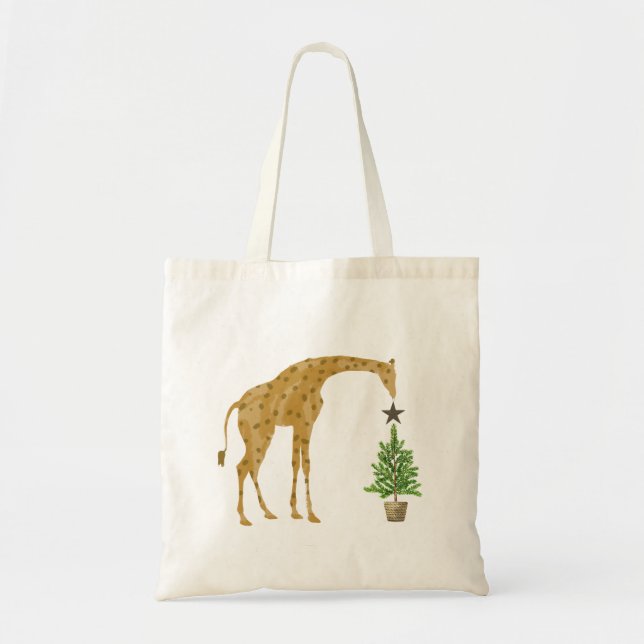 Bolso De Tela Giraffe Christmas Tree (Frente)