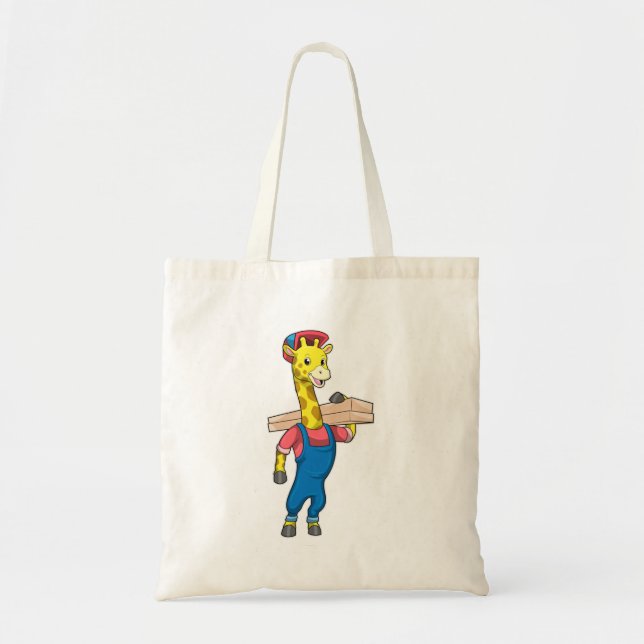 Bolso De Tela Giraffe como carpintero con madera (Frente)